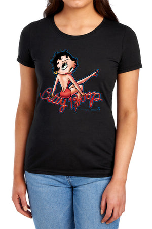 AN OFFCIALLY LICENSED BETTY BOOP BETTYS BACK WOMEN'S REGULAR FIT T-SHIRT BLACK