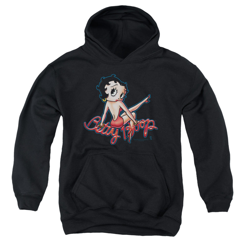 AN OFFCIALLY LICENSED BETTY BOOP BETTYS BACK YOUTH HOODIE BLACK