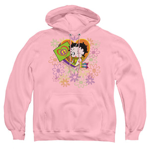 AN OFFCIALLY LICENSED BETTY BOOP PEACE LOVE AND BOOP ADULT UNISEX PULLOVER HOODIE PINK