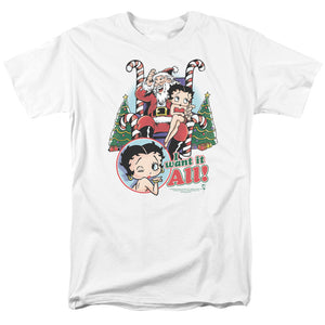 AN OFFCIALLY LICENSED BETTY BOOP I WANT IT ALL MEN'S REGULAR FIT T-SHIRT WHITE