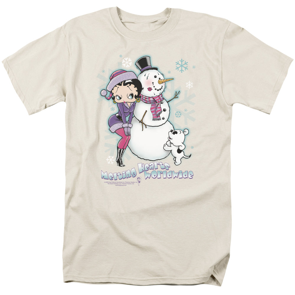 AN OFFCIALLY LICENSED BETTY BOOP MELTING HEARTS MEN'S REGULAR FIT T-SHIRT CREAM
