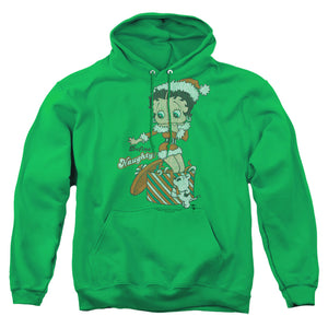 AN OFFCIALLY LICENSED BETTY BOOP DEFINE NAUGHTY ADULT UNISEX PULLOVER HOODIE KELLY GREEN