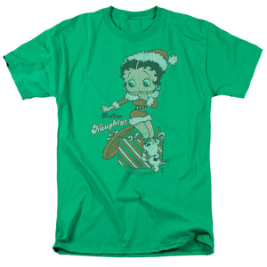 AN OFFCIALLY LICENSED BETTY BOOP DEFINE NAUGHTY MEN'S REGULAR FIT T-SHIRT KELLY GREEN