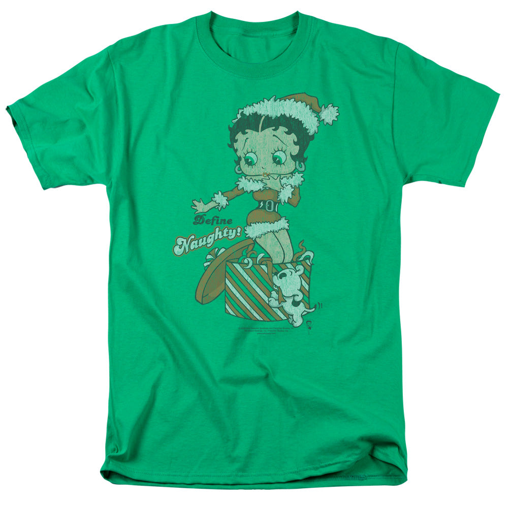 AN OFFCIALLY LICENSED BETTY BOOP DEFINE NAUGHTY MEN'S REGULAR FIT T-SHIRT KELLY GREEN