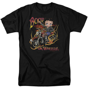 AN OFFCIALLY LICENSED BETTY BOOP ON WHEELS MEN'S REGULAR FIT T-SHIRT BLACK