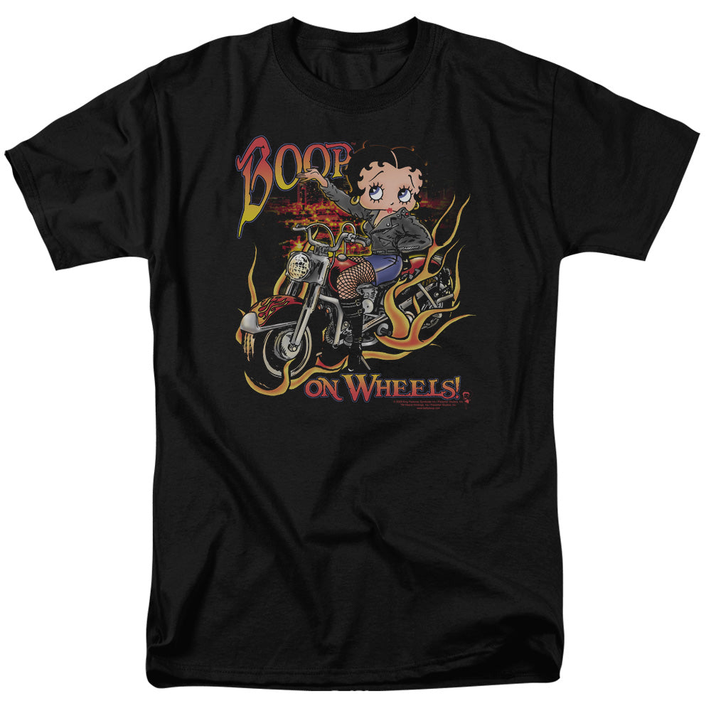AN OFFCIALLY LICENSED BETTY BOOP ON WHEELS MEN'S REGULAR FIT T-SHIRT BLACK