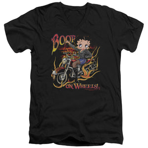 AN OFFCIALLY LICENSED BETTY BOOP ON WHEELS MEN'S V-NECK T-SHIRT BLACK