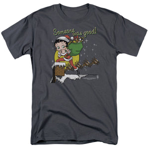 AN OFFCIALLY LICENSED BETTY BOOP CHIMNEY MEN'S REGULAR FIT T-SHIRT CHARCOAL