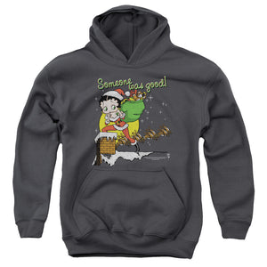AN OFFCIALLY LICENSED BETTY BOOP CHIMNEY YOUTH HOODIE CHARCOAL
