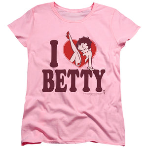 AN OFFCIALLY LICENSED BETTY BOOP I HEART BETTY WOMEN'S REGULAR FIT T-SHIRT PINK