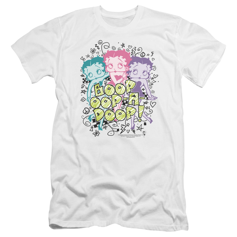 AN OFFCIALLY LICENSED BETTY BOOP SKETCH MEN'S PREMIUM SLIM FIT T-SHIRT WHITE