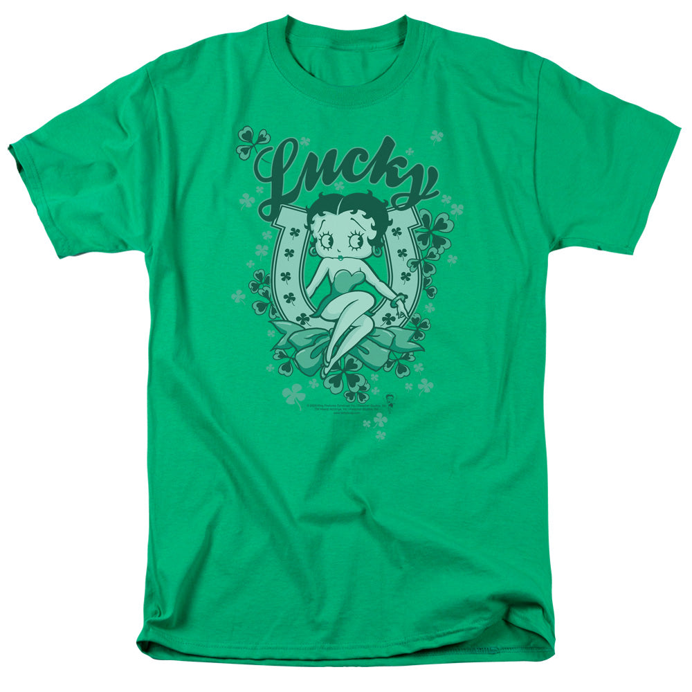 AN OFFCIALLY LICENSED BETTY BOOP LUCKY BOOP MEN'S REGULAR FIT T-SHIRT KELLY GREEN
