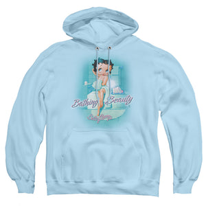 AN OFFCIALLY LICENSED BETTY BOOP BATHING BEAUTY ADULT UNISEX PULLOVER HOODIE LIGHT BLUE