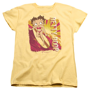 AN OFFCIALLY LICENSED BETTY BOOP SUNSET SURF WOMEN'S REGULAR FIT T-SHIRT BANANA