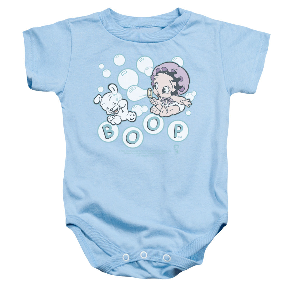 AN OFFCIALLY LICENSED BETTY BOOP BABY BUBBLES BABY BODYSUIT LIGHT BLUE