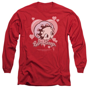 AN OFFCIALLY LICENSED BETTY BOOP BABY HEART MEN'S LONG SLEEVE T-SHIRT RED