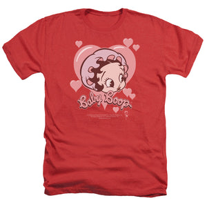 AN OFFCIALLY LICENSED BETTY BOOP BABY HEART MEN'S HEATHER T-SHIRT RED