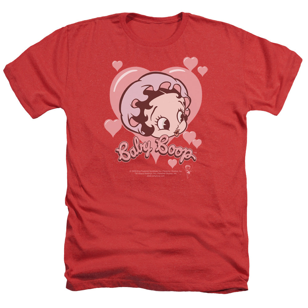 AN OFFCIALLY LICENSED BETTY BOOP BABY HEART MEN'S HEATHER T-SHIRT RED