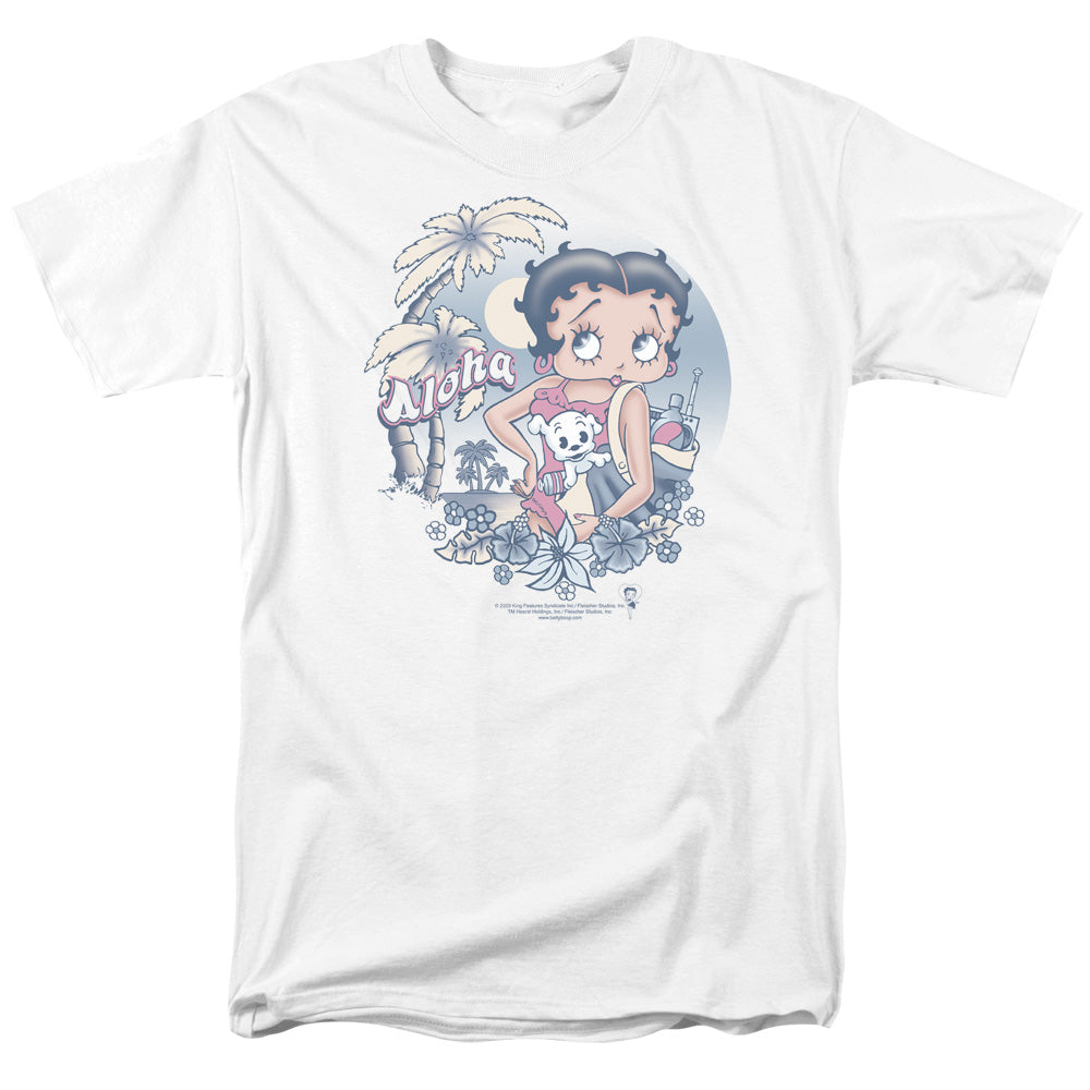 AN OFFCIALLY LICENSED BETTY BOOP ALOHA MEN'S REGULAR FIT T-SHIRT WHITE
