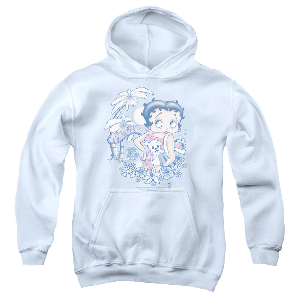 AN OFFCIALLY LICENSED BETTY BOOP ALOHA YOUTH HOODIE WHITE