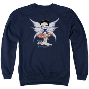 AN OFFCIALLY LICENSED BETTY BOOP MUSHROOM FAIRY ADULT UNISEX CREWNECK SWEATSHIRT NAVY