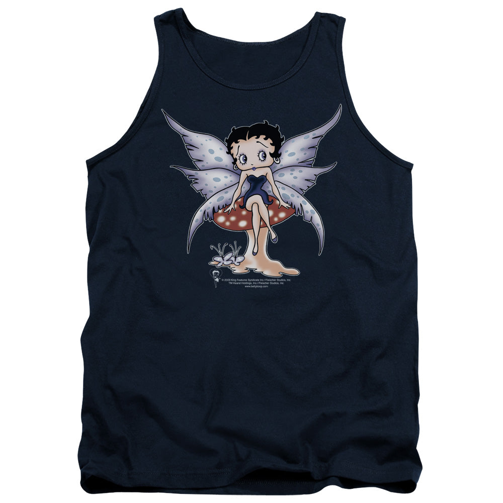 AN OFFCIALLY LICENSED BETTY BOOP MUSHROOM FAIRY ADULT UNISEX TANK TOP NAVY