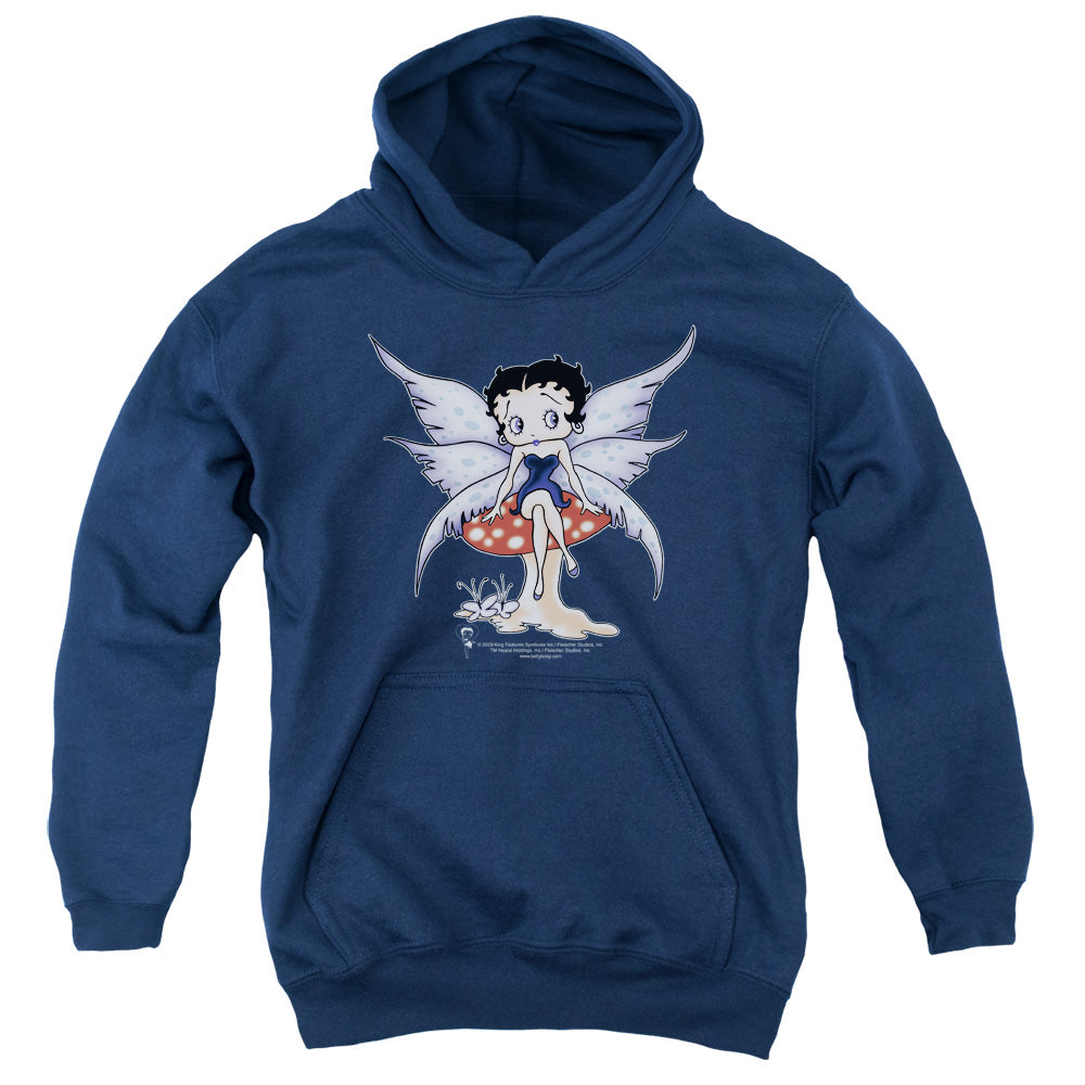 AN OFFCIALLY LICENSED BETTY BOOP MUSHROOM FAIRY YOUTH HOODIE NAVY
