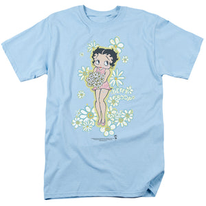 AN OFFCIALLY LICENSED BETTY BOOP FLOWERS MEN'S REGULAR FIT T-SHIRT LIGHT BLUE
