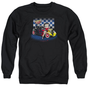 AN OFFCIALLY LICENSED BETTY BOOP HOT ROD BOOP ADULT UNISEX CREWNECK SWEATSHIRT BLACK