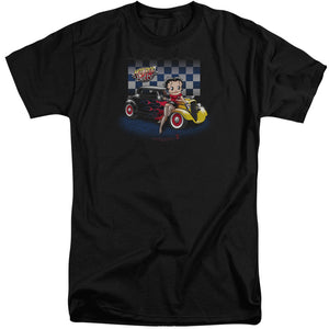 AN OFFCIALLY LICENSED BETTY BOOP HOT ROD BOOP MEN'S TALL FIT T-SHIRT BLACK