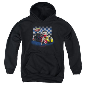 AN OFFCIALLY LICENSED BETTY BOOP HOT ROD BOOP YOUTH HOODIE BLACK