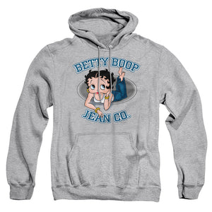 AN OFFCIALLY LICENSED BETTY BOOP JEAN CO ADULT UNISEX PULLOVER HOODIE ATHLETIC HEATHER