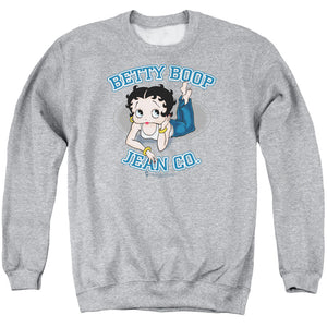 AN OFFCIALLY LICENSED BETTY BOOP JEAN CO ADULT UNISEX CREWNECK SWEATSHIRT ATHLETIC HEATHER