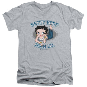 AN OFFCIALLY LICENSED BETTY BOOP JEAN CO MEN'S V-NECK T-SHIRT ATHLETIC HEATHER