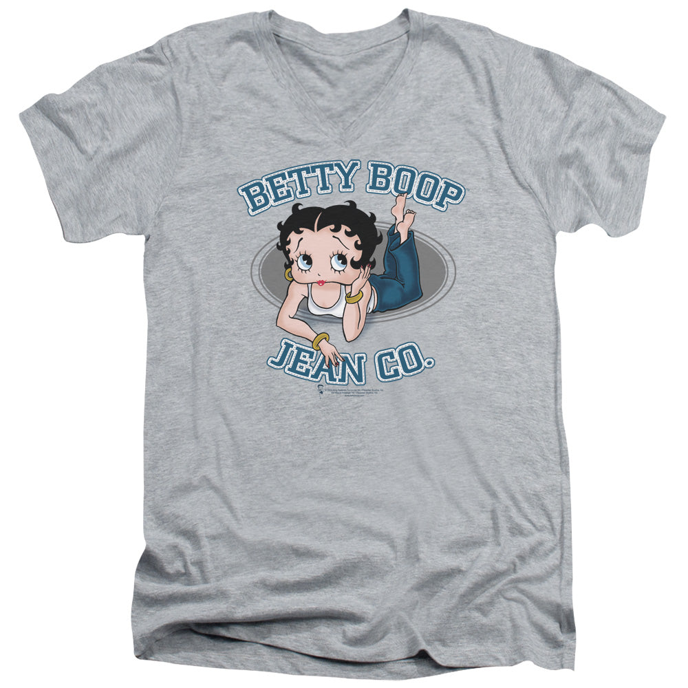 AN OFFCIALLY LICENSED BETTY BOOP JEAN CO MEN'S V-NECK T-SHIRT ATHLETIC HEATHER