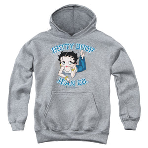 AN OFFCIALLY LICENSED BETTY BOOP JEAN CO YOUTH HOODIE ATHLETIC HEATHER