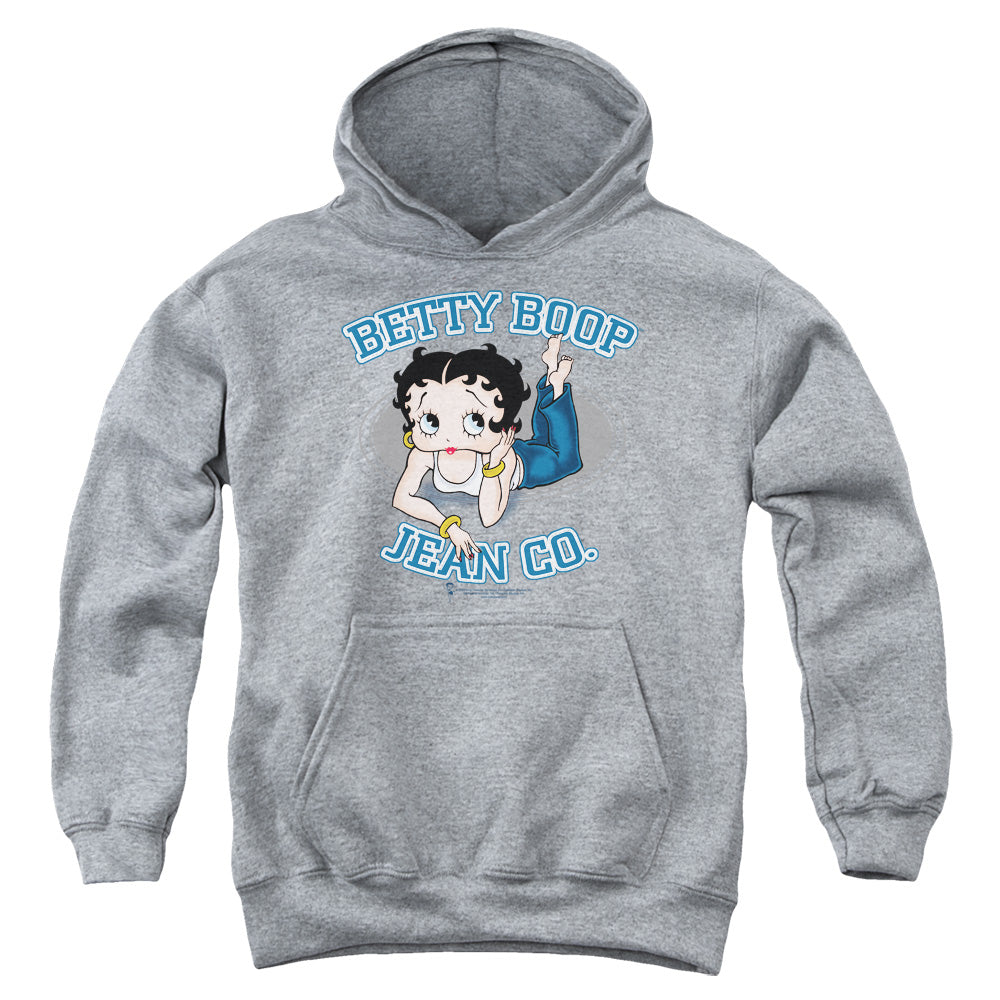 AN OFFCIALLY LICENSED BETTY BOOP JEAN CO YOUTH HOODIE ATHLETIC HEATHER
