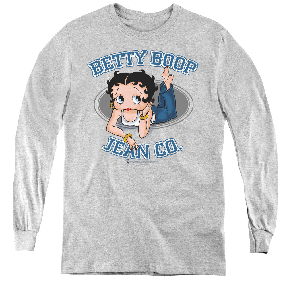 AN OFFCIALLY LICENSED BETTY BOOP JEAN CO YOUTH LONG SLEEVE T-SHIRT ATHLETIC HEATHER