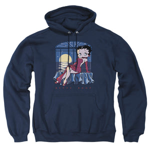 AN OFFCIALLY LICENSED BETTY BOOP MOONLIGHT ADULT UNISEX PULLOVER HOODIE NAVY