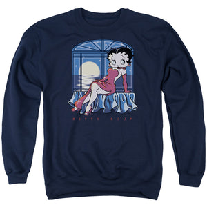 AN OFFCIALLY LICENSED BETTY BOOP MOONLIGHT ADULT UNISEX CREWNECK SWEATSHIRT NAVY