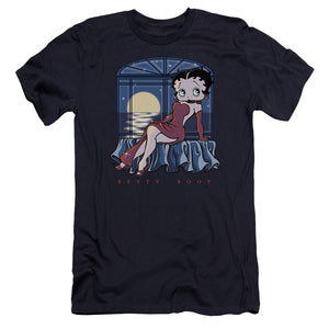 AN OFFCIALLY LICENSED BETTY BOOP MOONLIGHT MEN'S PREMIUM SLIM FIT T-SHIRT NAVY