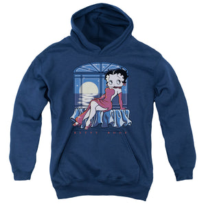 AN OFFCIALLY LICENSED BETTY BOOP MOONLIGHT YOUTH HOODIE NAVY