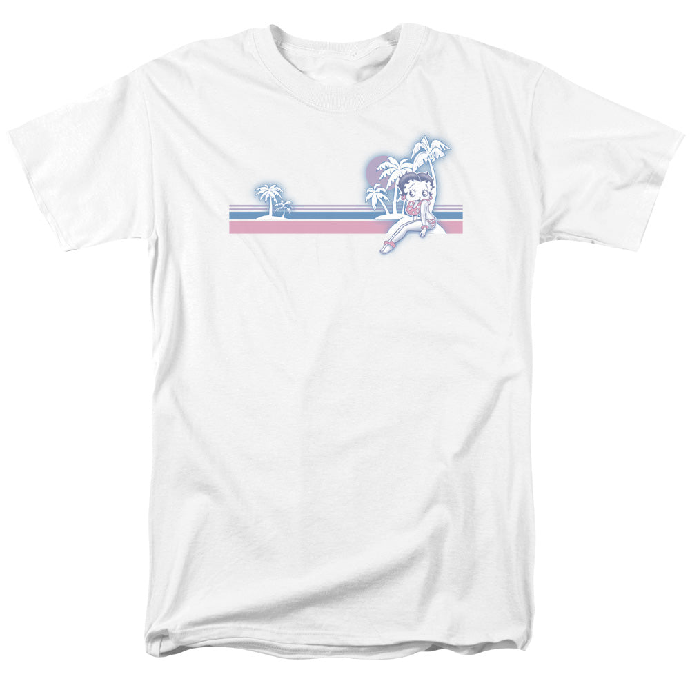 AN OFFCIALLY LICENSED BETTY BOOP RETO SURF BAND MEN'S REGULAR FIT T-SHIRT WHITE
