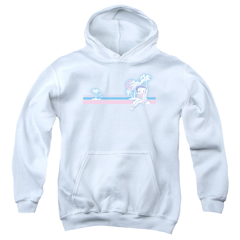 AN OFFCIALLY LICENSED BETTY BOOP RETO SURF BAND YOUTH HOODIE WHITE