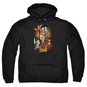 AN OFFCIALLY LICENSED BETTY BOOP STAR PRINCESS ADULT UNISEX PULLOVER HOODIE BLACK
