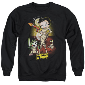 AN OFFCIALLY LICENSED BETTY BOOP STAR PRINCESS ADULT UNISEX CREWNECK SWEATSHIRT BLACK