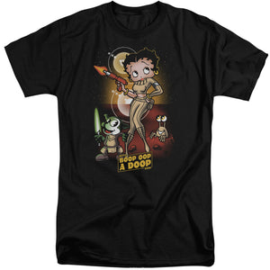 AN OFFCIALLY LICENSED BETTY BOOP STAR PRINCESS MEN'S TALL FIT T-SHIRT BLACK