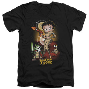AN OFFCIALLY LICENSED BETTY BOOP STAR PRINCESS MEN'S V-NECK T-SHIRT BLACK