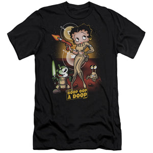 AN OFFCIALLY LICENSED BETTY BOOP STAR PRINCESS MEN'S PREMIUM SLIM FIT T-SHIRT BLACK