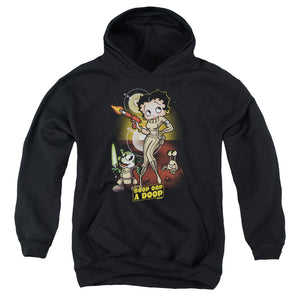 AN OFFCIALLY LICENSED BETTY BOOP STAR PRINCESS YOUTH HOODIE BLACK